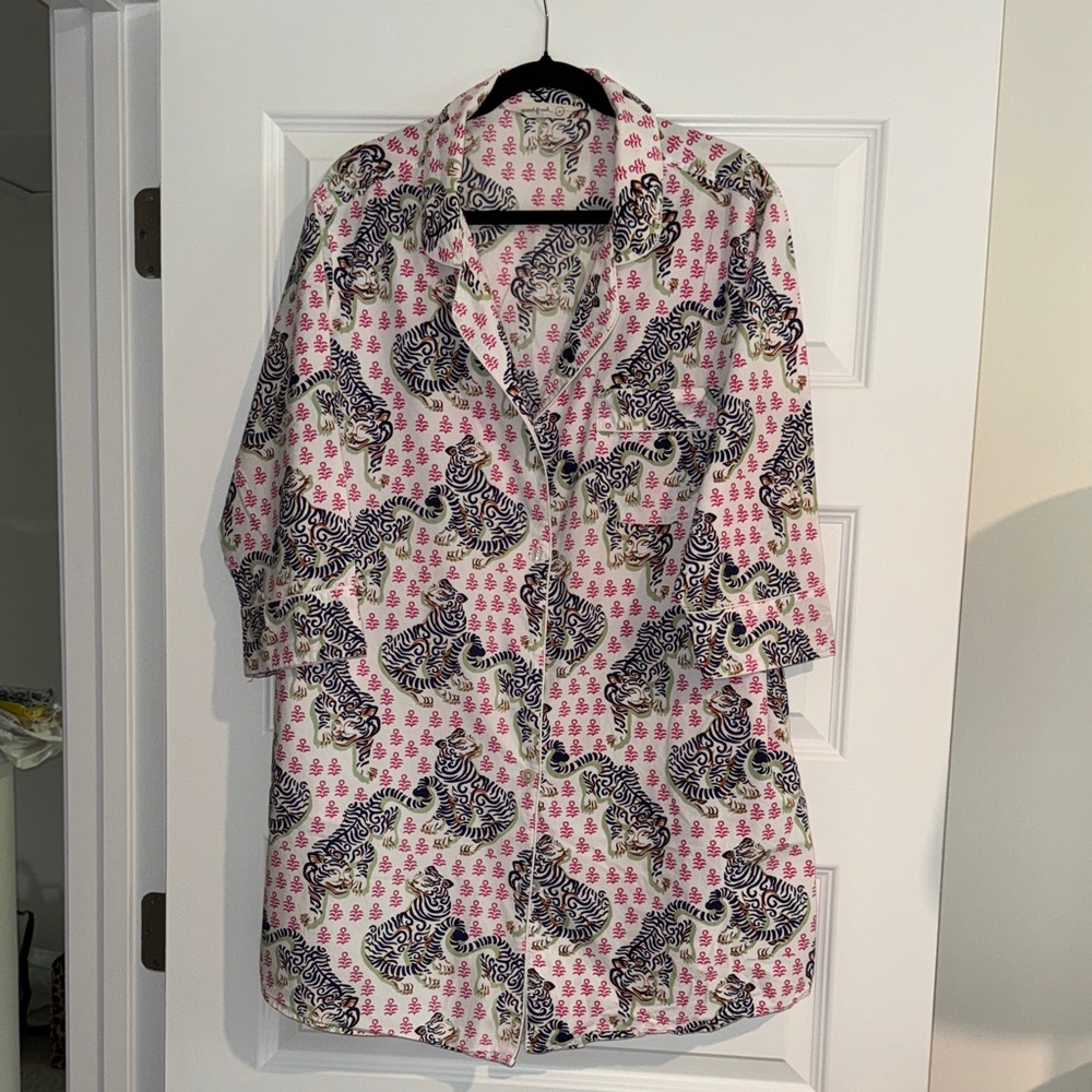 Printfresh “Tiger Queen” LARGE Print  Nightshirt- Pink and Blue